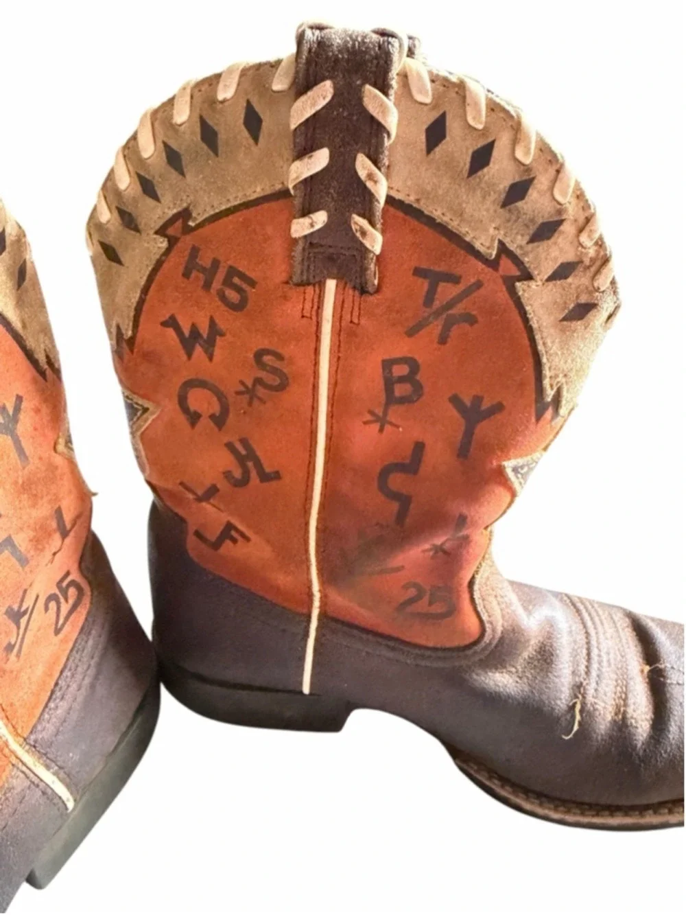 Ariat Kids Heritage Roughstock Western Cowboy Boots Brown Orange Size US 3 EU 34